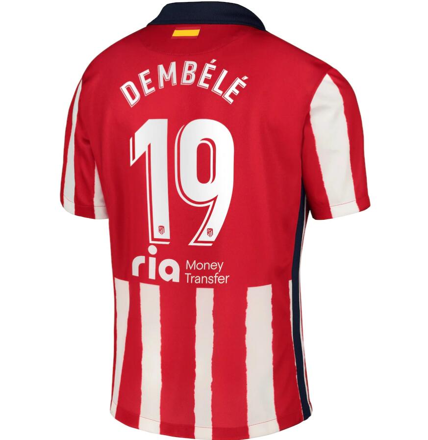 Atlético de Madrid Home Kit Soccer Jersey with Dembele 19 printing 2020/21